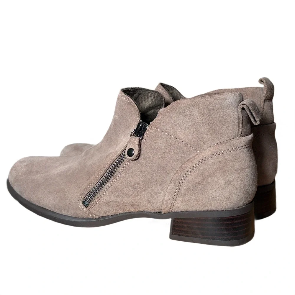 Munro Womens Tan Suede Dual Zip Ankle Boots Block Heel Size‎ 9M